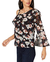 I.N.C. International Concepts Printed Floral Asymmetric Blouse M