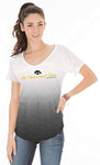 NCAA Iowa Hawkeyes Women's Jax Dip Dye V-Neck Tee, Medium, Heather Black