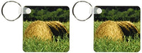 A bale of hay in a pasture in Georgia - Key Chains, set of 2