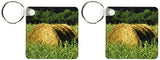 A bale of hay in a pasture in Georgia - Key Chains, set of 2