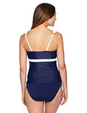 Coastal Blue Swimwear V Neck Empire Waist Shirred Tankini Top, New Navy, S (4-6)