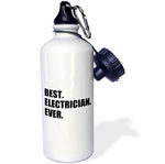 Best Electrician Ever-Fun Gift for Electronics Job-Black Text-Sports Water Bottle, 21oz