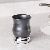 InterDesign Jacqueline Tumbler Cup for Bathroom Vanity Countertops Pearl Black/Chrome