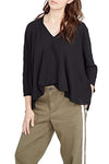 RACHEL Rachel Roy Womens V-Neck Drapey Pullover Top Black M