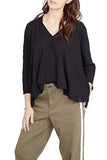 RACHEL Rachel Roy Womens V-Neck Drapey Pullover Top Black M