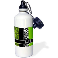 Elegant Animal Print Monogram Green J" Sports Water Bottle, 21 oz, White