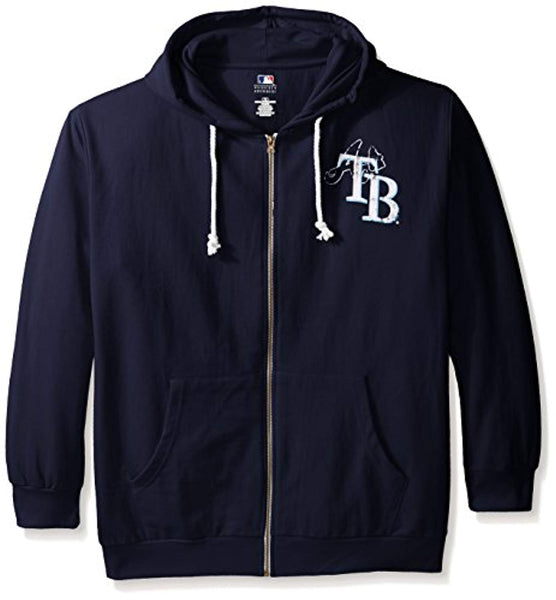 MLB Tampa Bay Rays Women's Plus Size Zip Hood with Logo, 1X, Navy