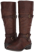 Easy Street Women's Kelsa Plus Harness Boot, Brown/Embossed, 6 W US