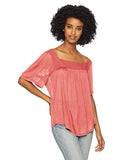 Lucky Brand Women's Shadow Stripe Solid Peasant Top M