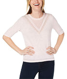 Maison Jules Womens Intarsia Pullover Sweater Pink M