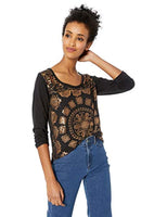 Lucky Brand Women's FOIL Medallion TEE, Lucky Black X-Small