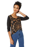 Lucky Brand Women's FOIL Medallion TEE, Lucky Black X-Small