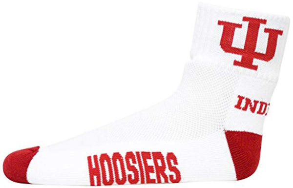 NCAA Indiana Hoosiers White Quarter Socks with Red H/T