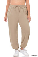 Zenana Women Plus Soft French Terry Jogger Pants with Pockets, Sizes 1X - 3X