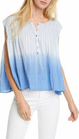 Free People Women Little Bit of Something Ombre V-Neck Top, Blue, Small