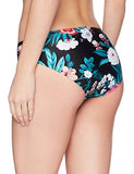 Coastal Blue Women's Swimwear Full Coverage Bikini Bottom, Jaded/Ebony Floral Print, XS (0-2)