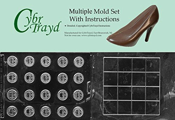 2-Piece Checkers Pieces and Board Chocolate Molds