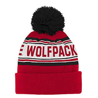 NCAA North Carolina State Wolfpack Toddler Jacquard Cuffed Knit Hat w/ Pom, Red, Toddler One Size