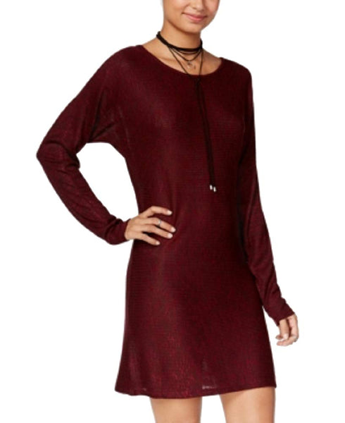 One Hart Juniors Marled Sweater Dress Wine S