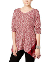 Style & Co. Petite Contrast-Knit Handkerch SC Deep Scarlet PS