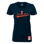 Levelwear NCAA Illinois Illini Adult Women Daily Capital Script Ladies Tee,M,Solid Navy