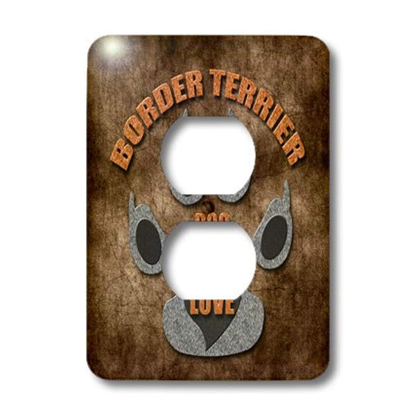 Border Terrier Dog Love Dog Breed in Gray And Brown 2 Plug Outlet Cover