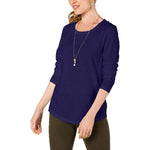 Style & Co. Women's Long-Sleeve Crewneck Top (Midnight Iris, X-Large)