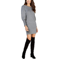 NY Collection Long Bishop Sleeve Dress Gray PS