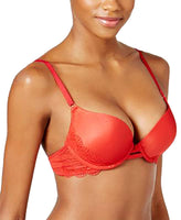 Heidi Klum Super Boost Geometric-Lace Bra Ribbon Red 34C