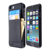 Stony-Edge iPhone 6+ Wallet Case, Money & Credit Card Holder, for iPhone 6 Plus (5.5), with Free Screen Protector & Polishing Cloth, Premium Quality (Black)