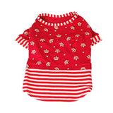 Anima Red Cotton Shirt with Stripe + Crown Pattern , XS, Dog and Pet Costume