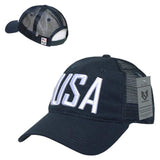 Rapiddominance A13-USA-NVY Ripstop Trucker Cap, USA Text, Navy