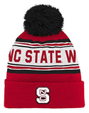 NCAA North Carolina State Wolfpack Toddler Jacquard Cuffed Knit Hat w/ Pom, Red, Toddler One Size