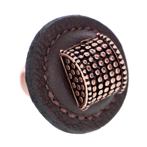 Vicenza Designs K1277 Tiziano Half-Cylindrical Round Leather Knob, Large, Brown, Antique Copper