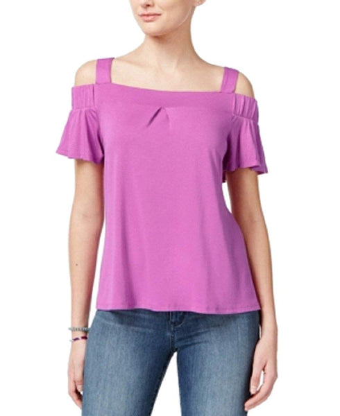 Ultra Flirt Juniors' Cold-Shoulder Flutter Sleeve Top