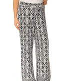 NY Collection Womens Printed Wide-Leg Pants Stretch Black XS