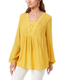 Style & Co Criss-Cross Top (Tumeric, L)