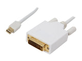 Nippon Labs MINIDP-DVI-3 3-Feet Mini Display Port Male to DVI Male 32 AWG Cable, White