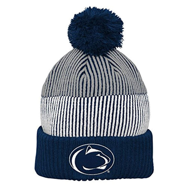 NCAA Penn State Nittany Lions Youth Boys Team Stripe Cuffed Hat w/ Pom, Multi, Youth One Size