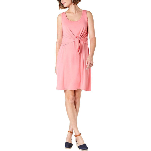 Style & Co. Womens Tie Front Sleeveless Casual Dress Pink M