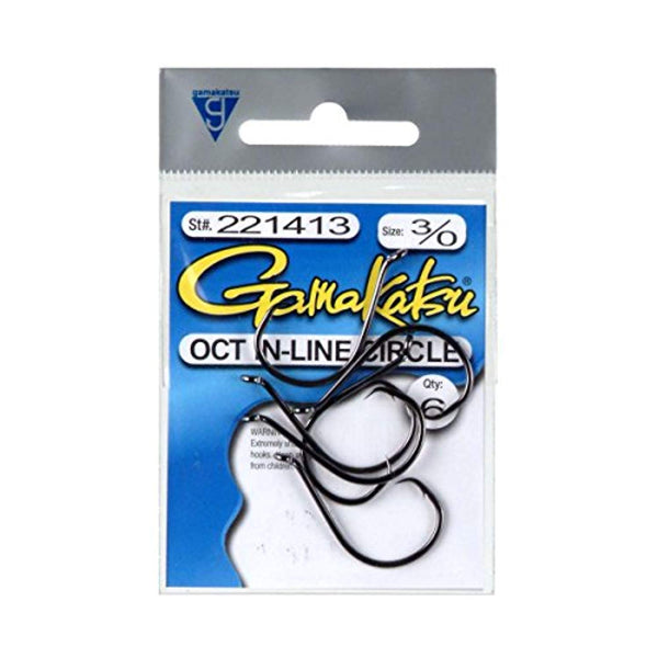 Gamakatsu 221413 Octopus Circle Hook Zero Offset 6per pk/Blk/Size 3/0