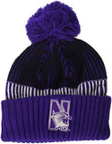 NCAA Northwestern Wildcats Youth Boys Team Stripe Cuffed Hat w/ Pom, Multi, Youth One Size