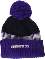 NCAA Northwestern Wildcats Youth Boys Team Stripe Cuffed Hat w/ Pom, Multi, Youth One Size