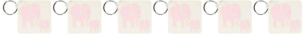 3dRose Mama n Baby Pink Elephants On Pink n White Dots - Key Chains,  set of 6