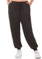 Zenana Women Plus Soft French Terry Jogger Pants with Pockets, Sizes 1X - 3X