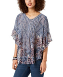 Style & Co. Printed Pleated Top Harvest Garden S