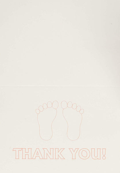 Fine Invite Papers 10 Piece Baby Footprint Shower Foil Stamped Thank You Card, Pink