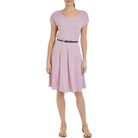 NY Collection Dot Print Shortsleeve Dress Pink PL