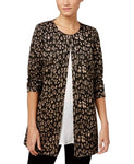 JM Collection Petite Metallic-Print Jacket Cheetah PM