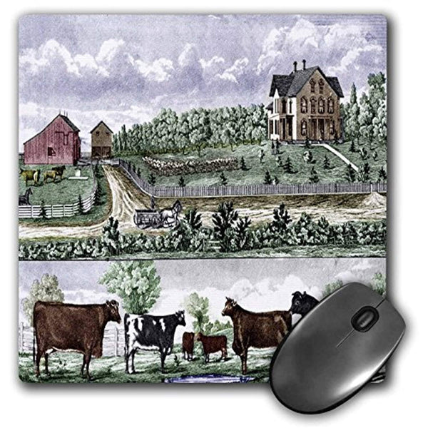 Painting of Farm Life in Iowa Vintage Dated 1875 (PD-US) Mouse Pad